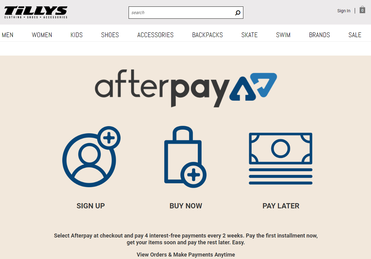 Tillys Buy Now Pay Later Stores